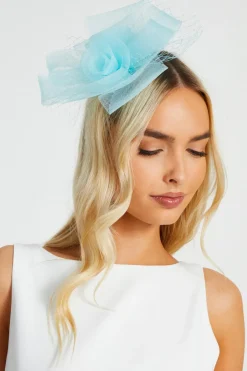 Quiz Flower Clip Fascinator Aqua Discount