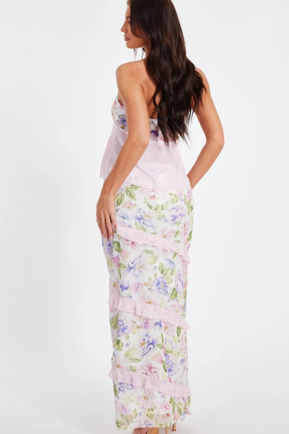 Quiz Baby Pink Chiffon Ruffle Maxi Skirt Best