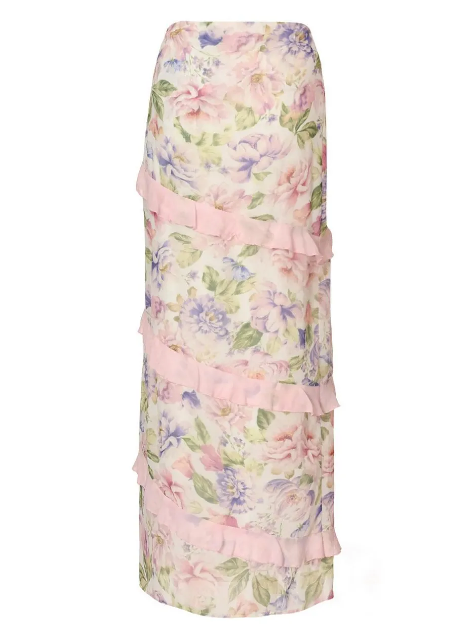 Quiz Baby Pink Chiffon Ruffle Maxi Skirt Best