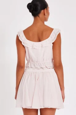 Quiz Baby Pink Ruffle Crop Top Discount