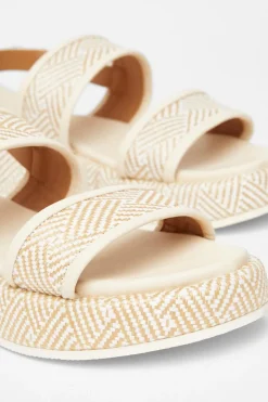 Quiz Beige Aztec Double Strap Flatform Sandals Sale