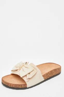 Quiz Bow Flat Sandals Beige