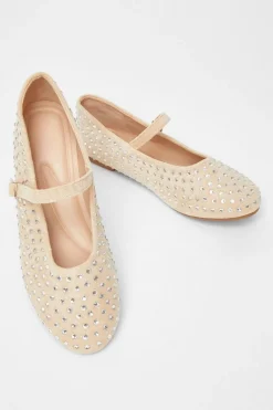 Quiz Diamante Ballet Pumps Beige Best