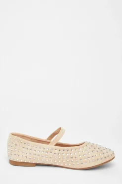 Quiz Diamante Ballet Pumps Beige Best