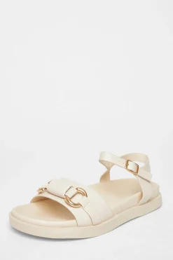 Quiz Beige Faux Leather Flatform Sandals Discount