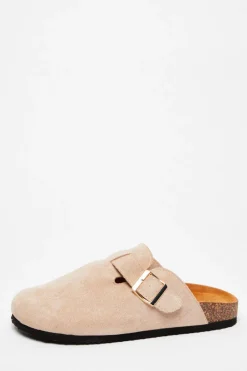 Quiz Beige Faux Suede Mules Hot