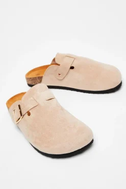 Quiz Beige Faux Suede Mules Hot