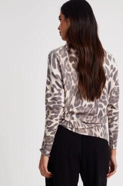 Quiz Beige Knit Leopard Print Jumper Best
