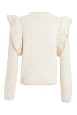 Quiz Knitted Frill Sleeve Jumper Beige Sale