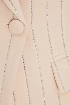 Quiz Beige Pinstripe Embellished Blazer Discount