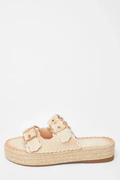 Quiz Scallop Flatform Sandals Beige Discount