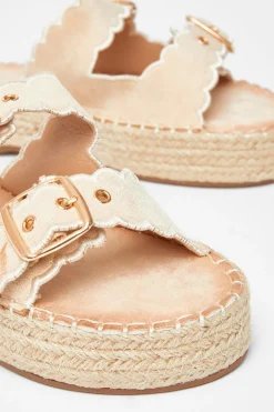 Quiz Scallop Flatform Sandals Beige Discount