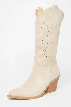 Quiz Western Boots Beige Clearance