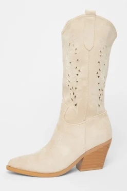 Quiz Western Boots Beige Clearance