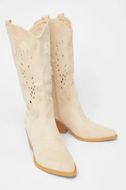 Quiz Western Boots Beige Clearance