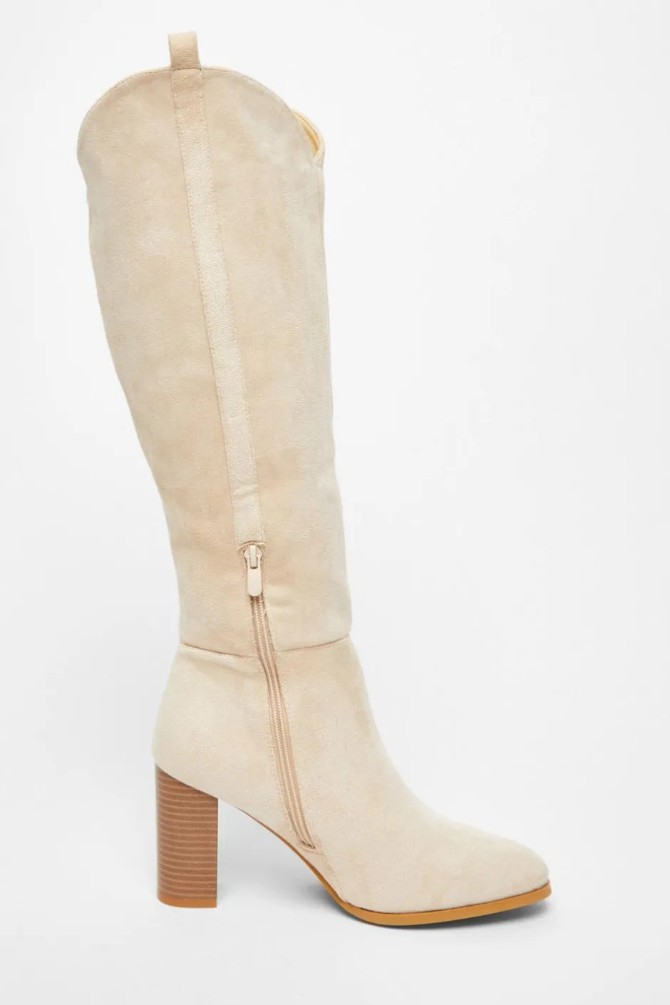 Quiz Western Knee High Boots Beige New