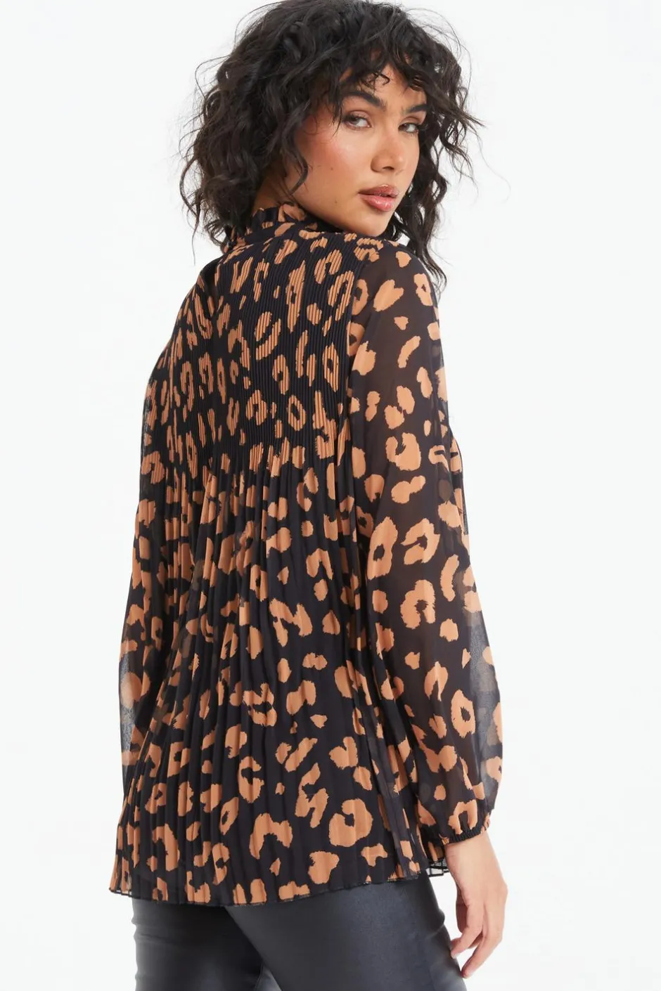 Quiz Black Animal Print Chiffon Blouse Outlet