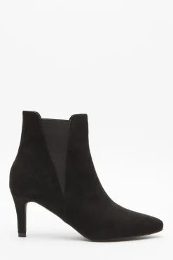 Quiz Black Ankle Heeled Stretch Boots Clearance