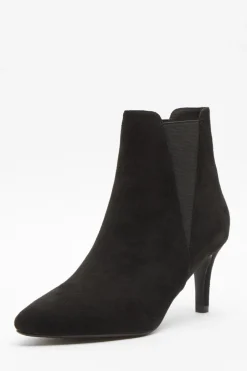 Quiz Black Ankle Heeled Stretch Boots Clearance
