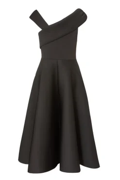 Quiz Asymmetric Midi Dress Black Hot
