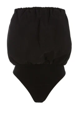 Quiz Black Bandeau Puffball Bodysuit Hot