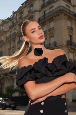 Quiz Bardot Corset Top Black Best