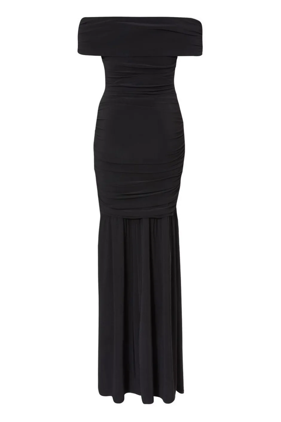 Quiz Bardot Drop Waist Maxi Dress Black Discount