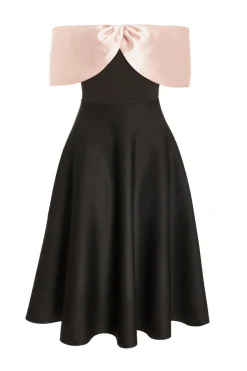Quiz Black Bardot Midi Skater Dress New