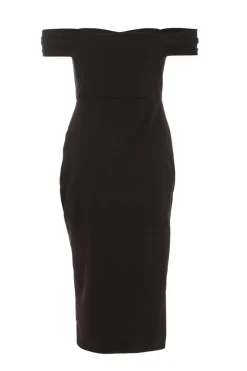 Quiz Black Bardot Midi Wrap Dress Best