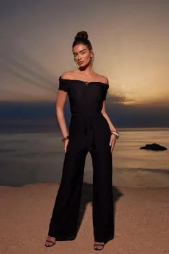 Quiz Black Bardot Palazzo Jumpsuit Outlet