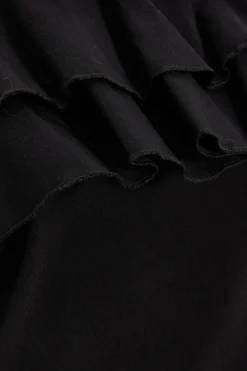 Quiz Black Bardot Ruffle Midi Bodycon Dress New