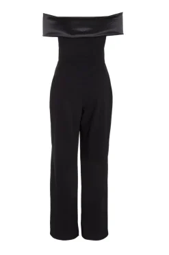 Quiz Black Bardot Satin Detail Jumpsuit Sale