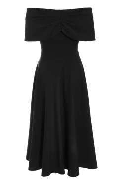 Quiz Bardot Skater Midi Dress Black Outlet
