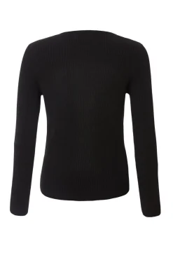Quiz Bow Detail Knitted Top Black Hot