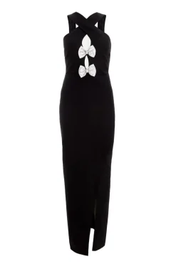 Quiz Black Bow Front Maxi Dress Sale
