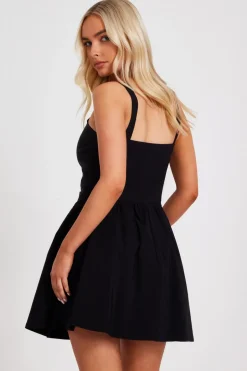 Quiz Bow Front Mini Dress Black Sale