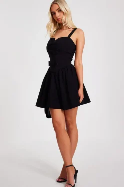 Quiz Bow Front Mini Dress Black Sale