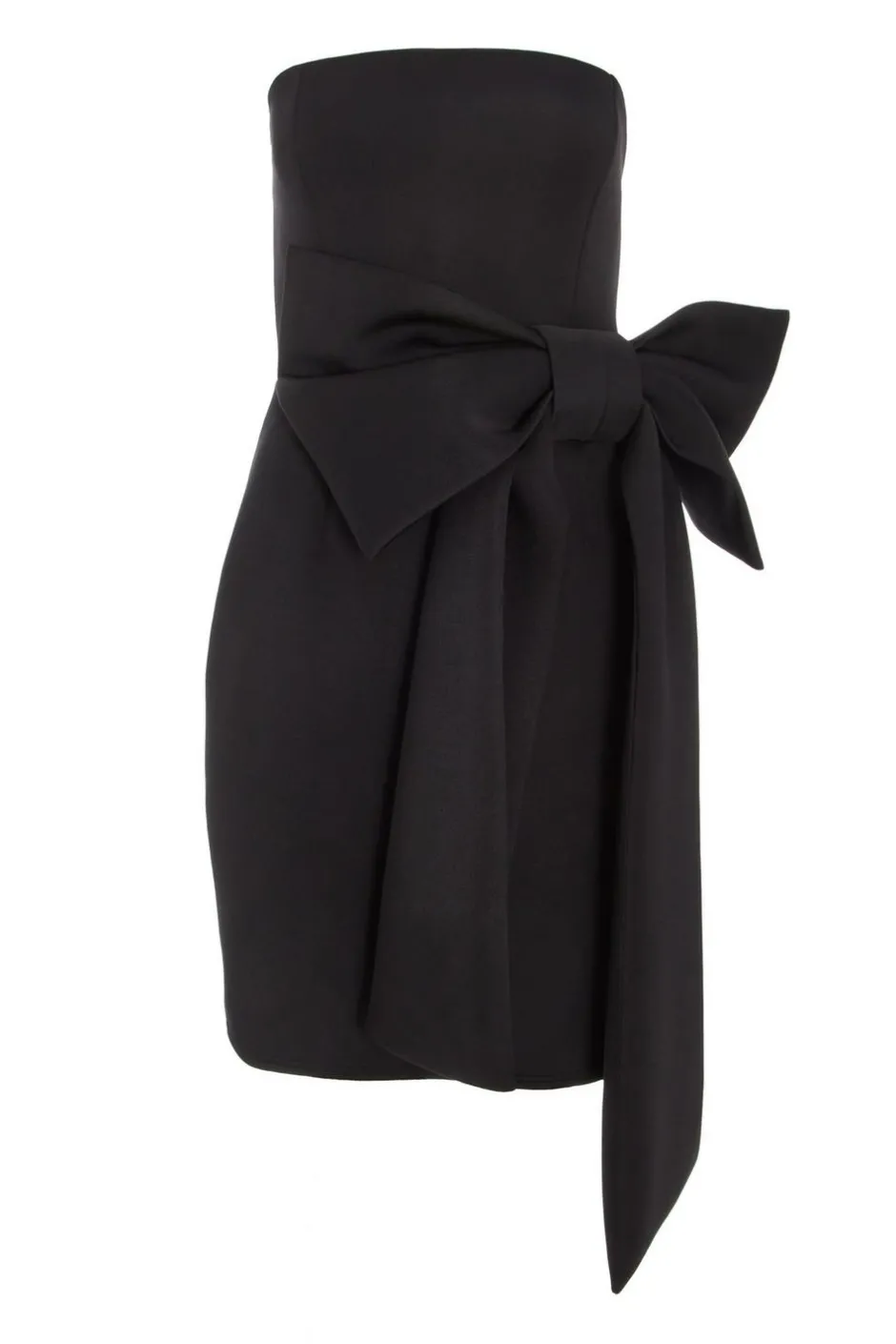 Quiz Black Bow Strapless Bodycon Dress Clearance