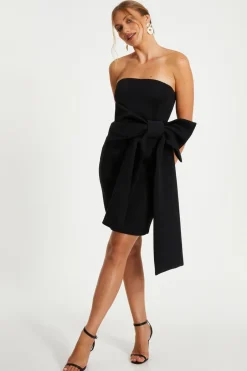 Quiz Black Bow Strapless Bodycon Dress Clearance