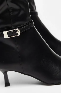 Quiz Black Buckle Detail Knee High Boots Sale