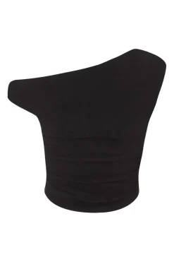 Quiz Buckle Drop Shoulder Top Black Best