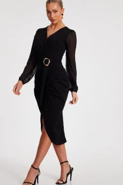 Quiz Black Buckle Midi Dress Best