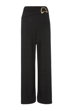 Quiz Black Buckle Palazzo Trousers Online