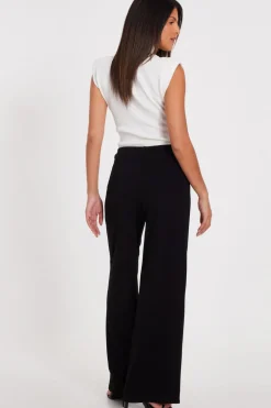 Quiz Black Buckle Palazzo Trousers Online