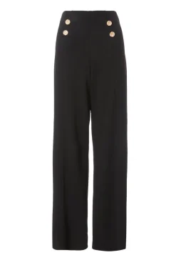 Quiz Button Detail Palazzo Trousers Black Outlet