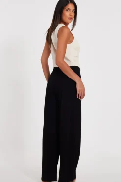 Quiz Button Detail Palazzo Trousers Black Outlet