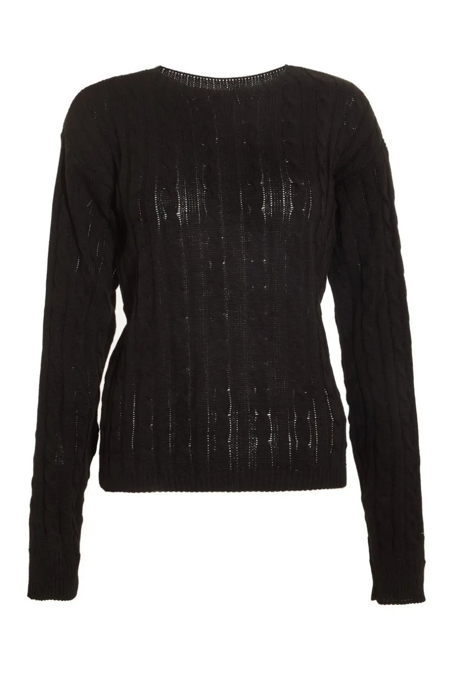 Quiz Black Cable Knit Crop Jumper Clearance