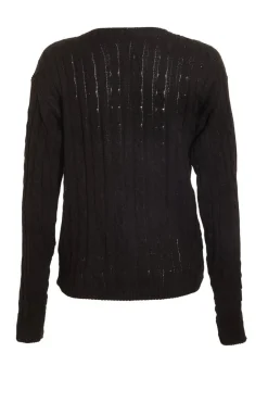 Quiz Black Cable Knit Crop Jumper Clearance