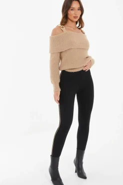 Quiz Black Chain Trim Leggings New