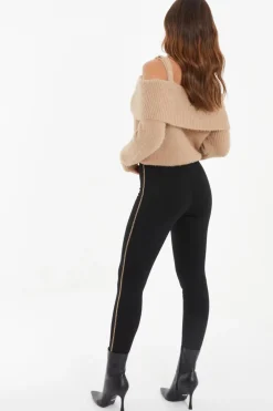 Quiz Black Chain Trim Leggings New